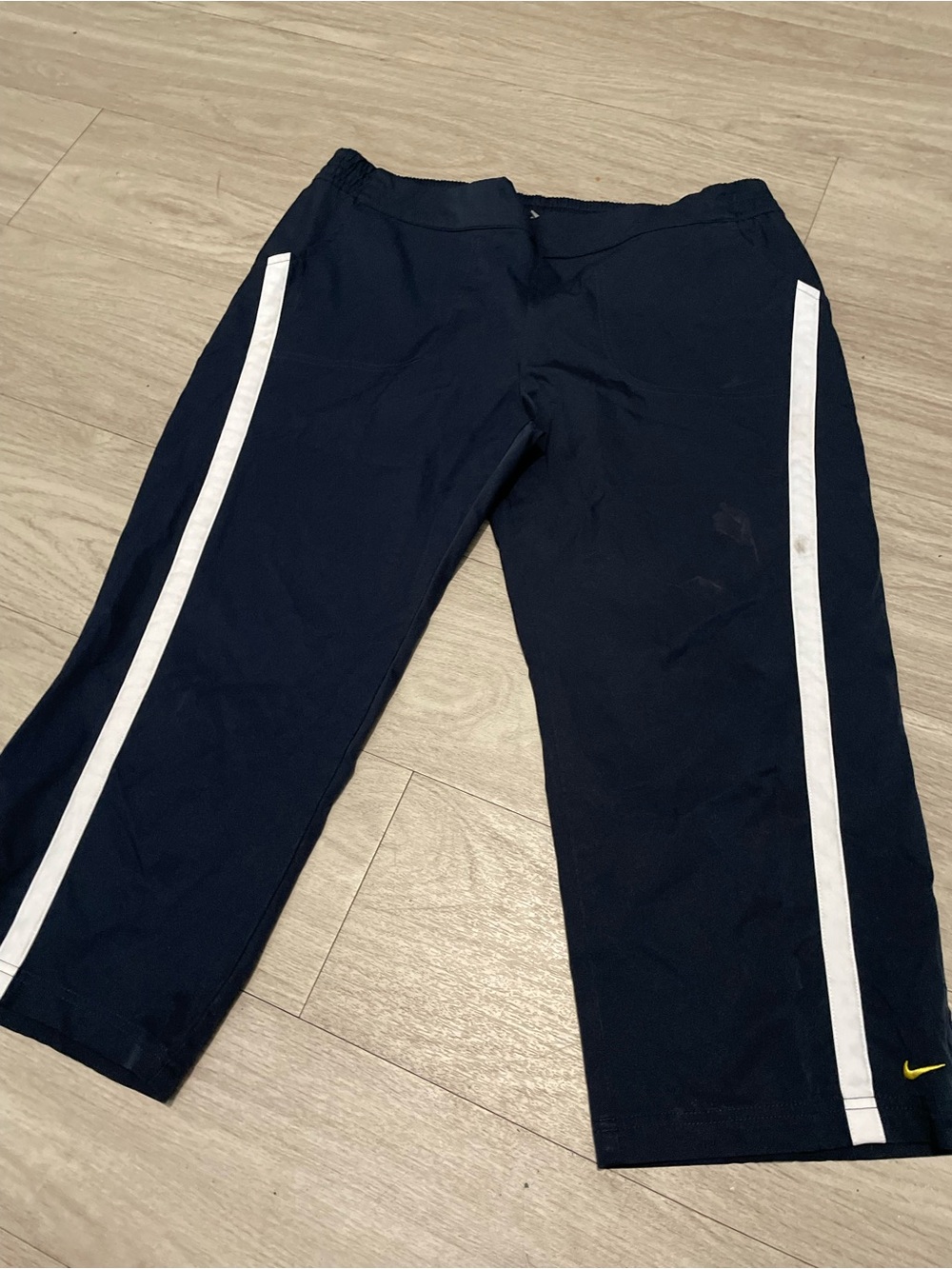 Nike Navy Capri Pants with White Side Stripes